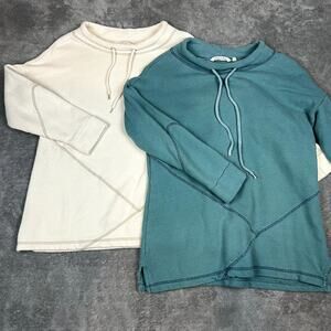 Lot of 2 Soft Surroundings Danika Tunic Top Sweater Hooded Women's Petite Large